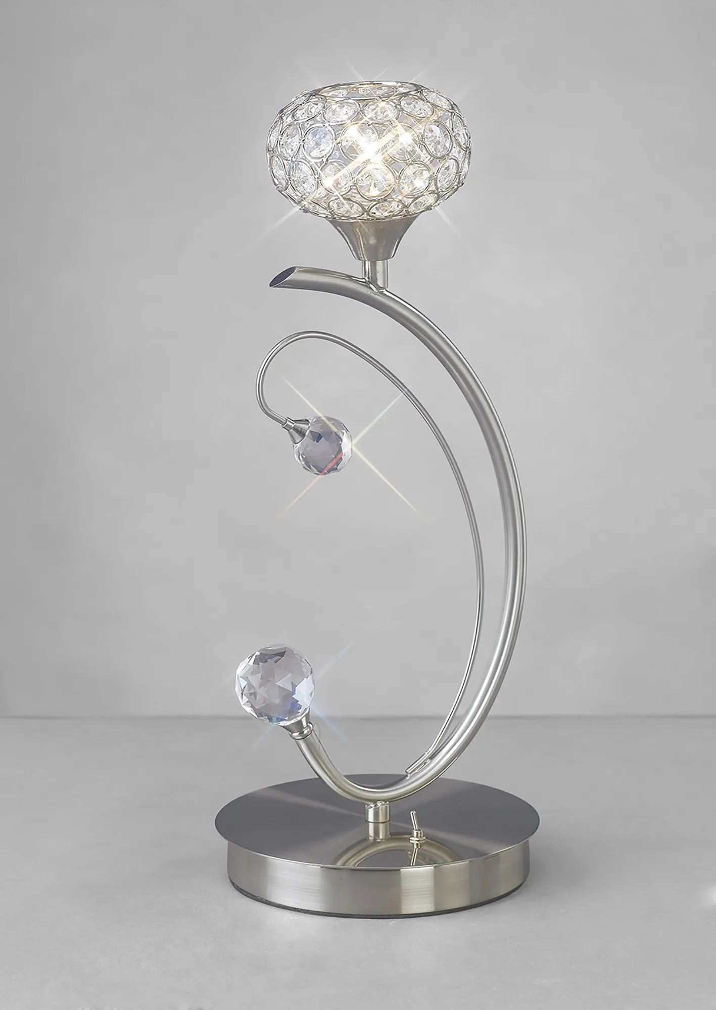 Cara Satin Nickel Crystal Table Lamps Diyas Armed Table Lamps